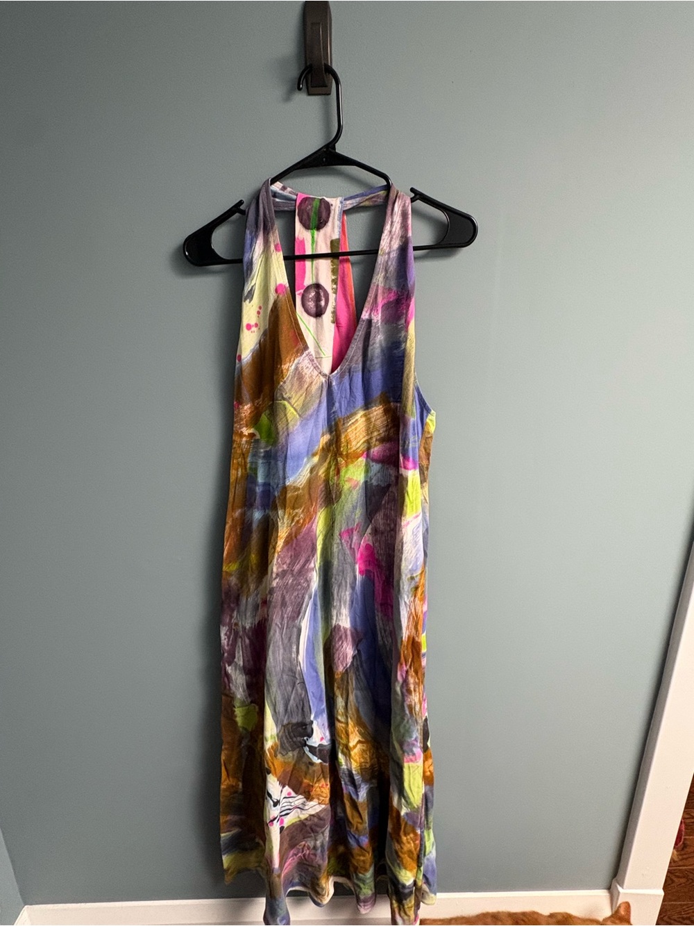 One of a Kind, Hand-painted Maxi Dress - V-Neck